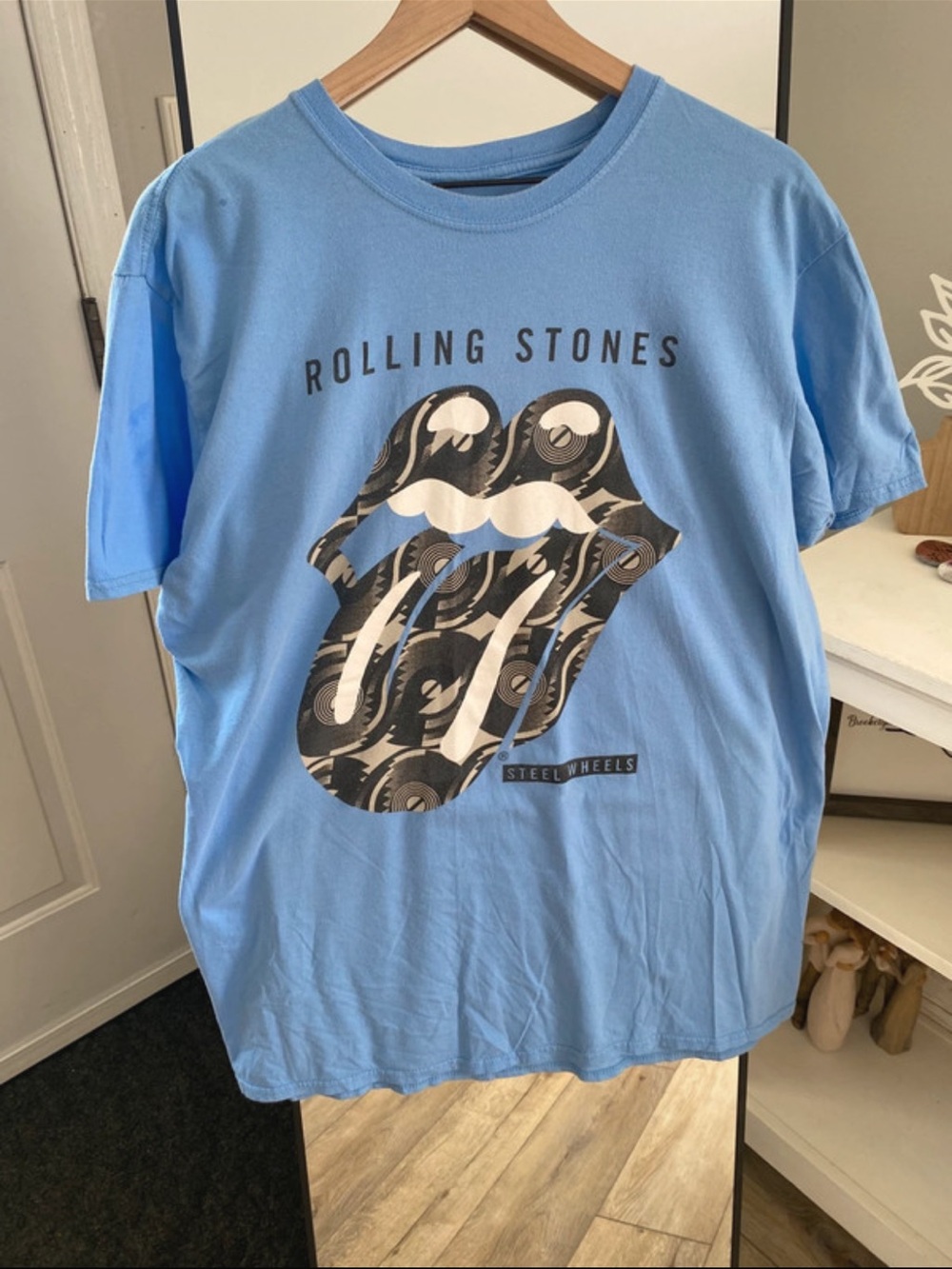 the Rolling Stones Light Blue Tongue Graphic Tee